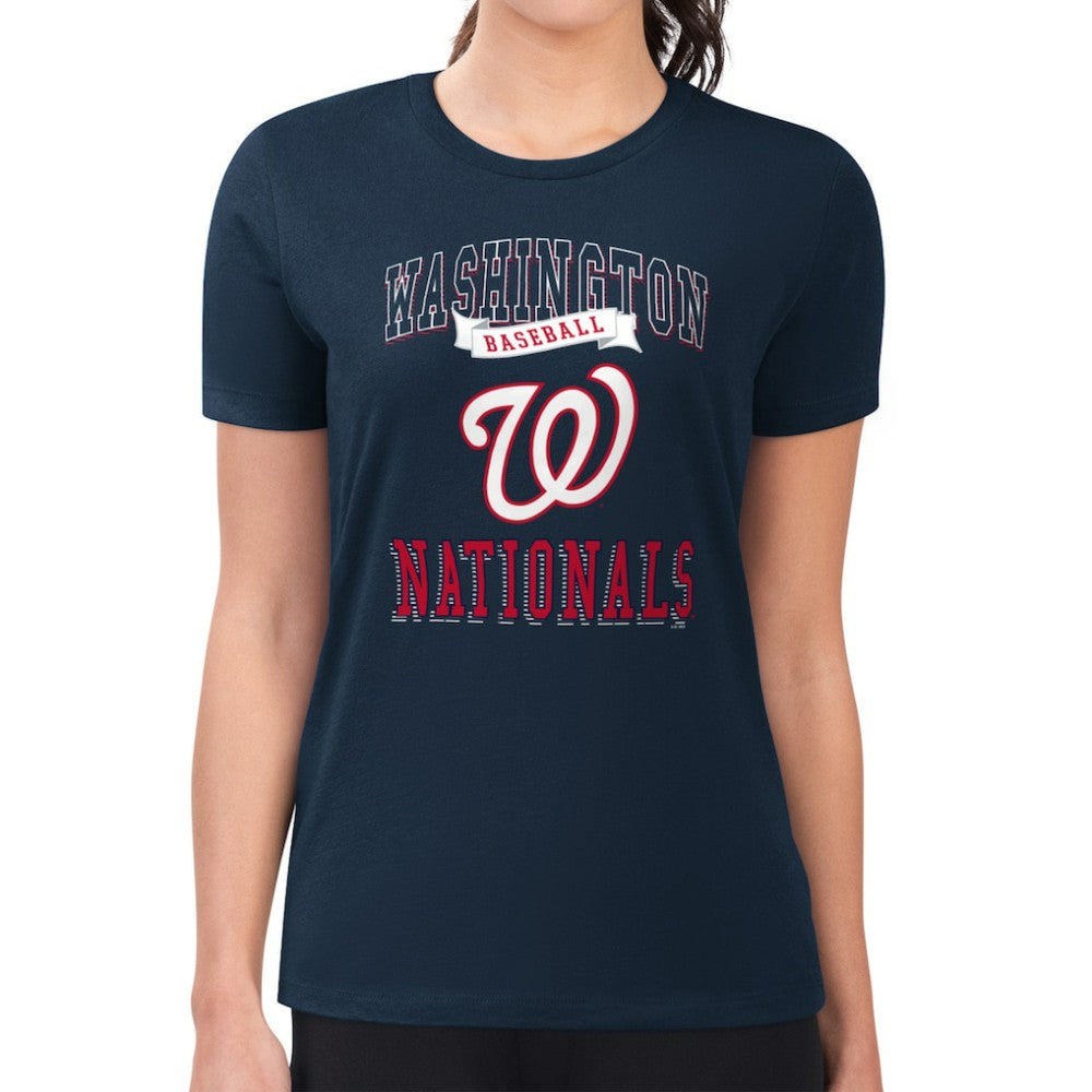 Washington Nationals G-III 4Her by Carl Banks Women's Super-Slim Fit Lightweight Team Logo Graphic T-Shirt - Navy