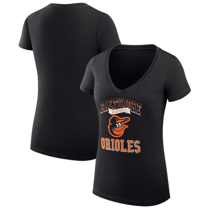 Baltimore Orioles G-III 4Her by Carl Banks Women's Super-Slim Fit Lightweight Team Logo Graphic V-Neck T-Shirt - Black