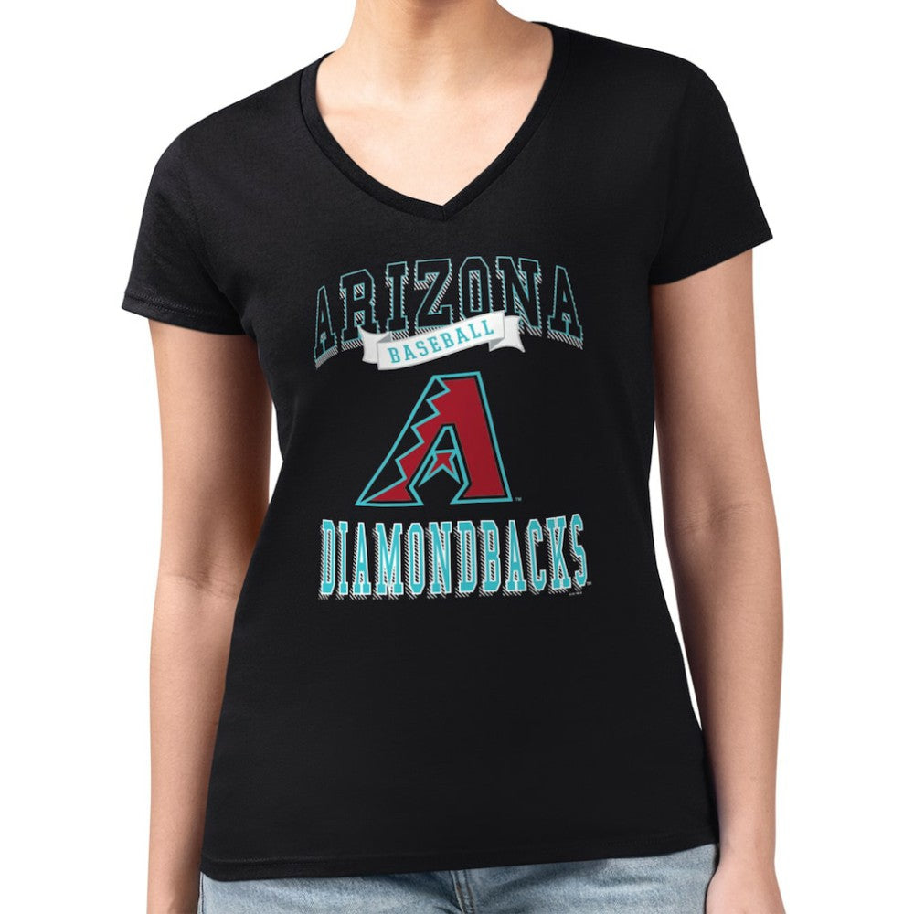 Arizona Diamondbacks G-III 4Her by Carl Banks Women's Super-Slim Fit Lightweight Team Logo Graphic V-Neck T-Shirt - Black