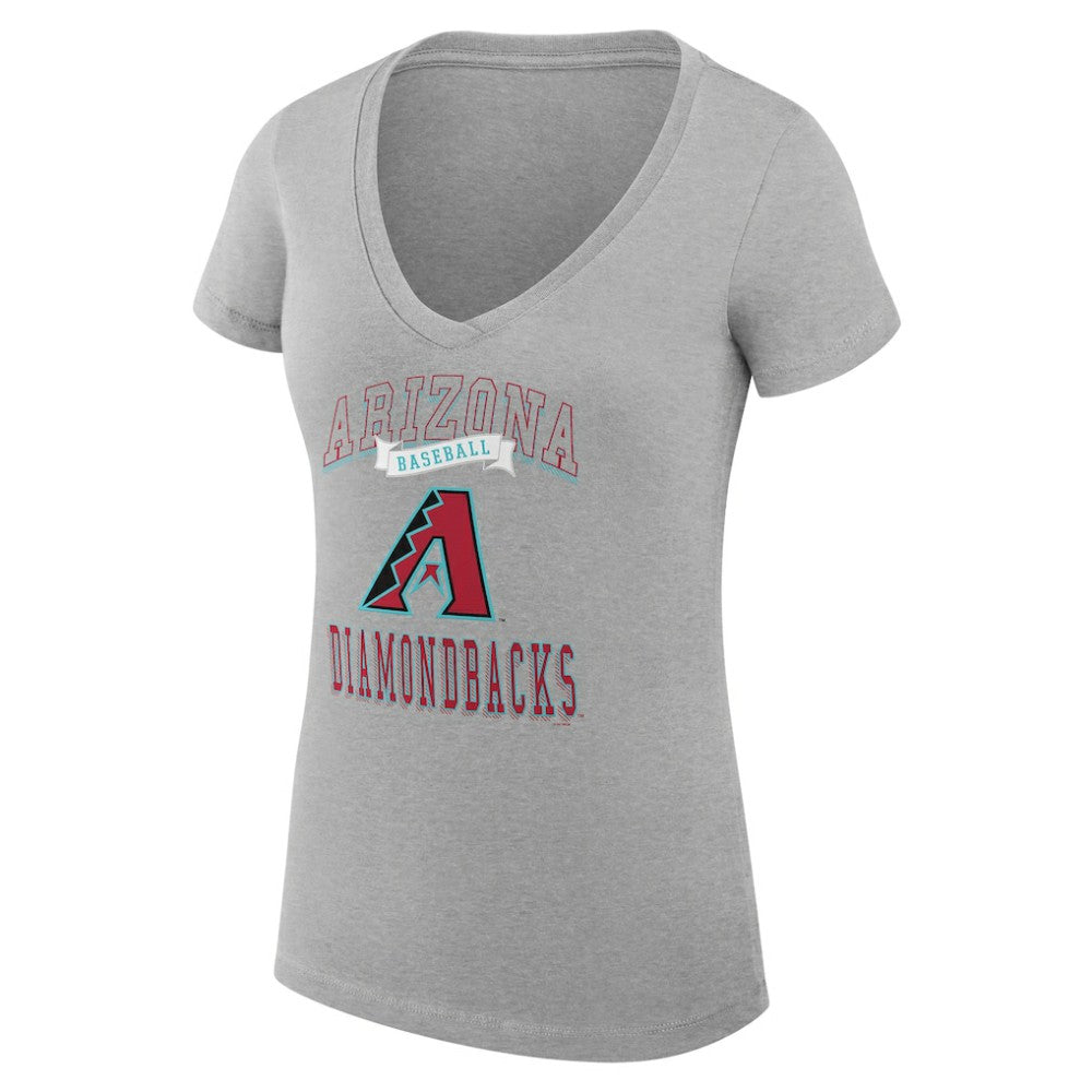 Arizona Diamondbacks G-III 4Her by Carl Banks Women's Super-Slim Fit Lightweight Team Logo Graphic V-Neck T-Shirt - Heather Gray
