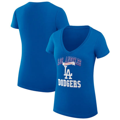 Los Angeles Dodgers G-III 4Her by Carl Banks Women's Super-Slim Fit Lightweight Team Logo Graphic V-Neck T-Shirt - Royal