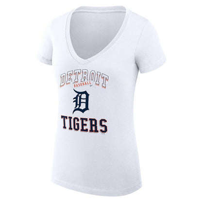 Detroit Tigers G-III 4Her by Carl Banks Women's Super-Slim Fit Lightweight Team Logo Graphic V-Neck T-Shirt - White