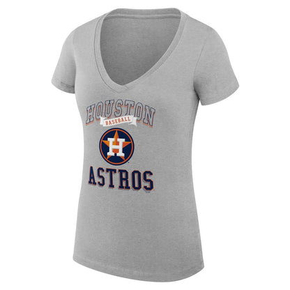 Houston Astros G-III 4Her by Carl Banks Women's Super-Slim Fit Lightweight Team Logo Graphic V-Neck T-Shirt - Heather Gray