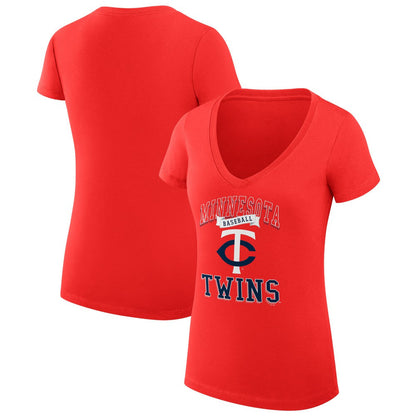 Minnesota Twins G-III 4Her by Carl Banks Women's Super-Slim Fit Lightweight Team Logo Graphic V-Neck T-Shirt - Red