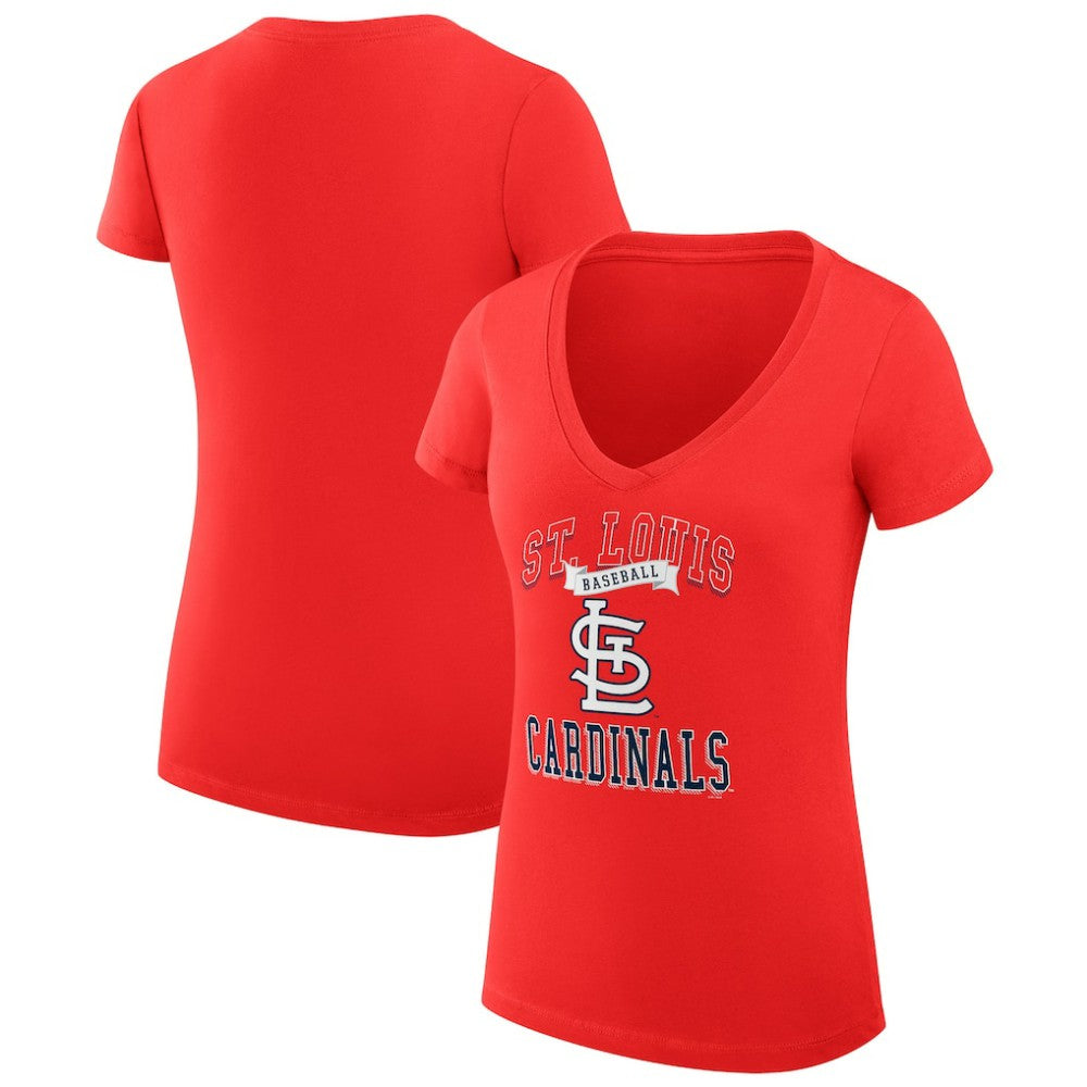 St. Louis Cardinals G-III 4Her by Carl Banks Women's Super-Slim Fit Lightweight Team Logo Graphic V-Neck T-Shirt - Red