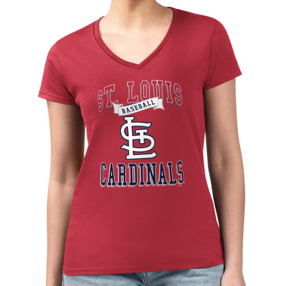 St. Louis Cardinals G-III 4Her by Carl Banks Women's Super-Slim Fit Lightweight Team Logo Graphic V-Neck T-Shirt - Red