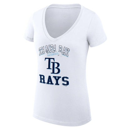 Tampa Bay Rays G-III 4Her by Carl Banks Women's Super-Slim Fit Lightweight Team Logo Graphic V-Neck T-Shirt - White