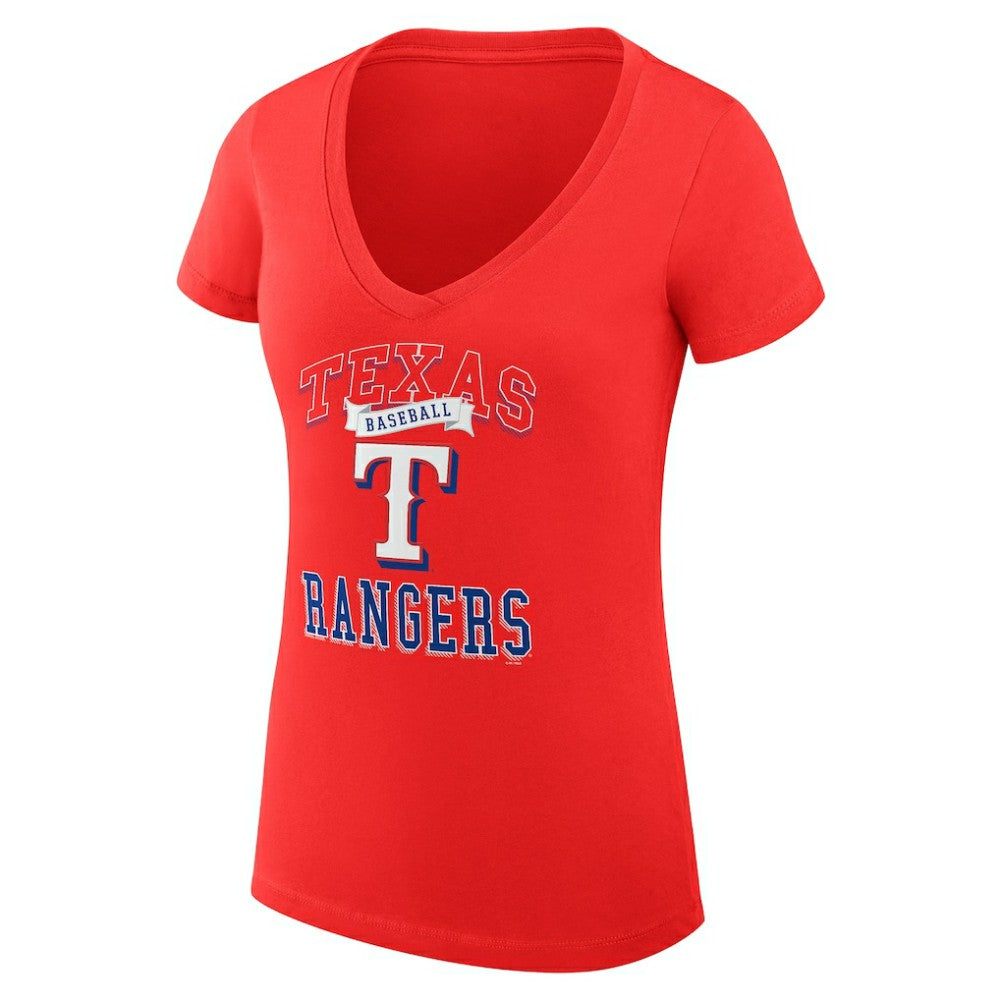 Texas Rangers G-III 4Her by Carl Banks Women's Super-Slim Fit Lightweight Team Logo Graphic V-Neck T-Shirt - Red