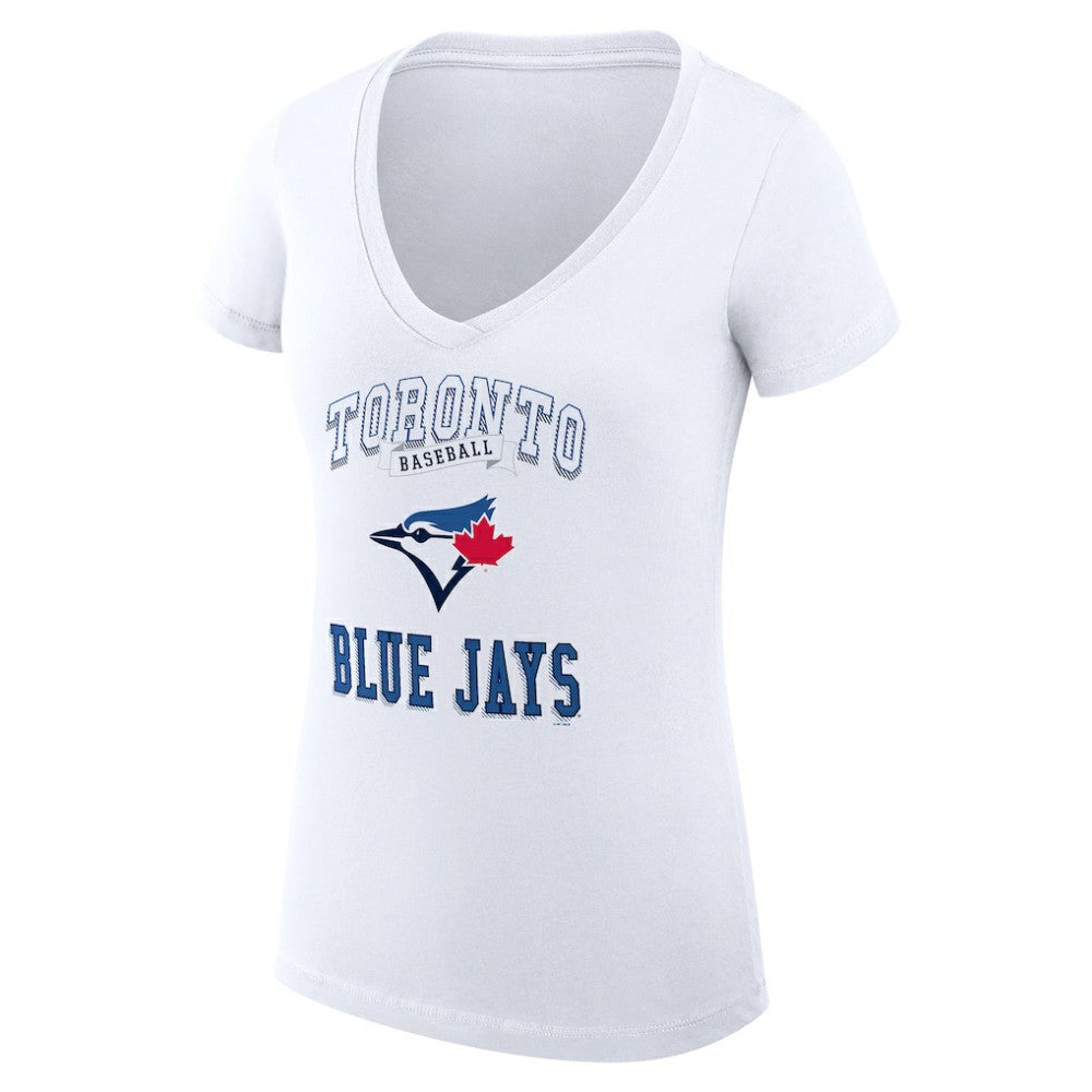 Toronto Blue Jays G-III 4Her by Carl Banks Women's Super-Slim Fit Lightweight Team Logo Graphic V-Neck T-Shirt - White