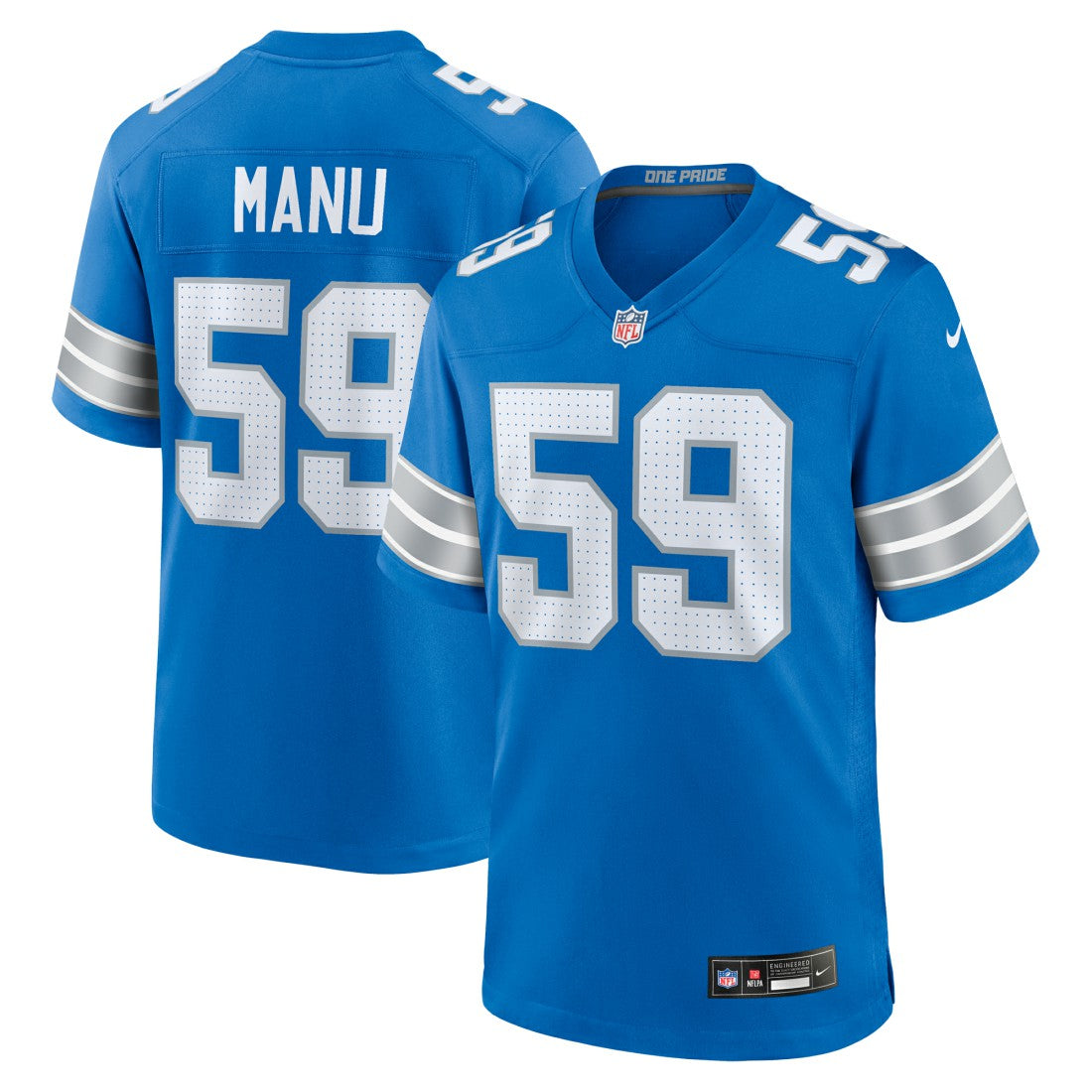 Giovanni Manu Detroit Lions Team Game Jersey - Blue | Nike outlet
