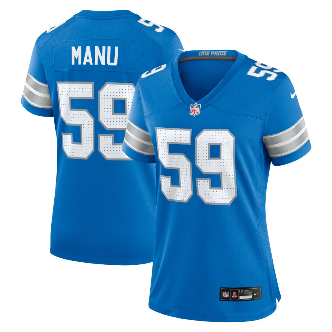 Giovanni Manu Detroit Lions Women's Team Game Jersey - Blue | Nike for sale