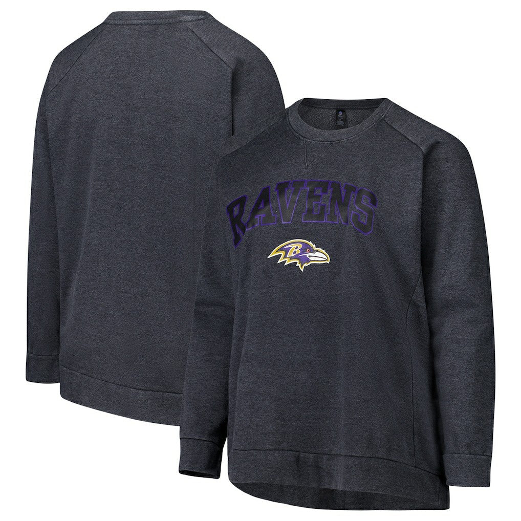 Baltimore Ravens Profile Women's Plus Size Acid Wash Raglan Sweatshirt - Charcoal cheap