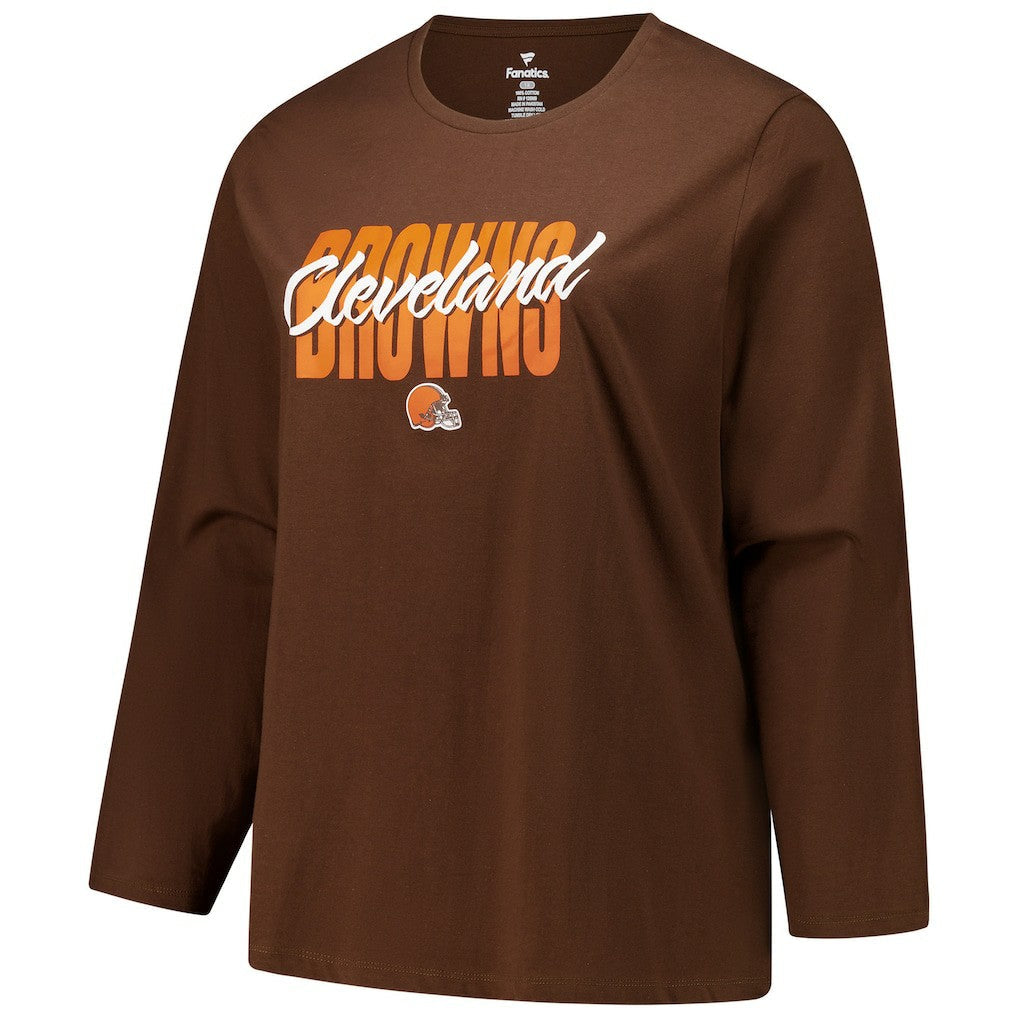 Cleveland Browns Women's Long Sleeve Scoop Neck T-Shirt - Brown for sale