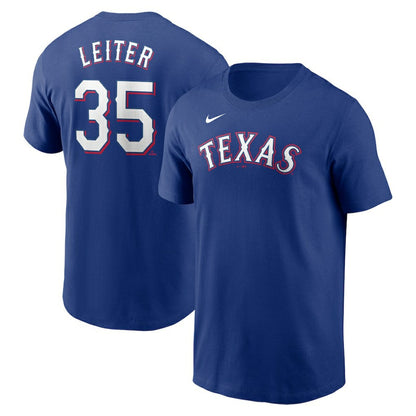 Jack Leiter Texas Rangers Fuse Name & Number T-Shirt - Royal | Nike