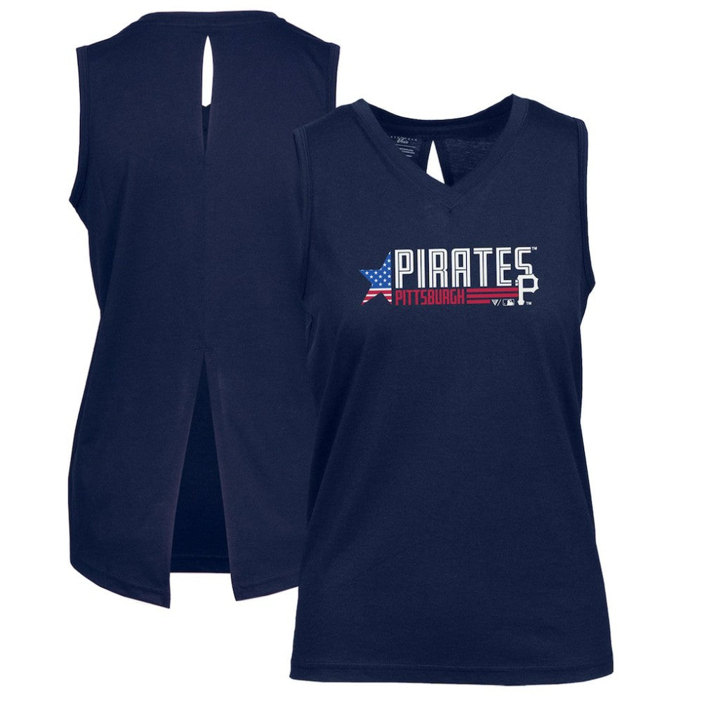 Pittsburgh Pirates Levelwear Women's Paisley Independence Aviation Tank Top - Navy