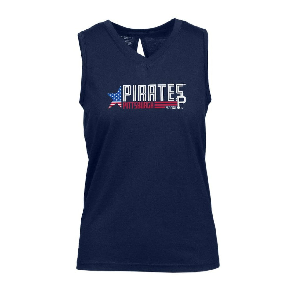 Pittsburgh Pirates Levelwear Women's Paisley Independence Aviation Tank Top - Navy