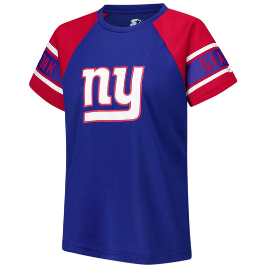 New York Giants Starter Women's 1st Rounder Color Block Raglan Top - Royal for sale