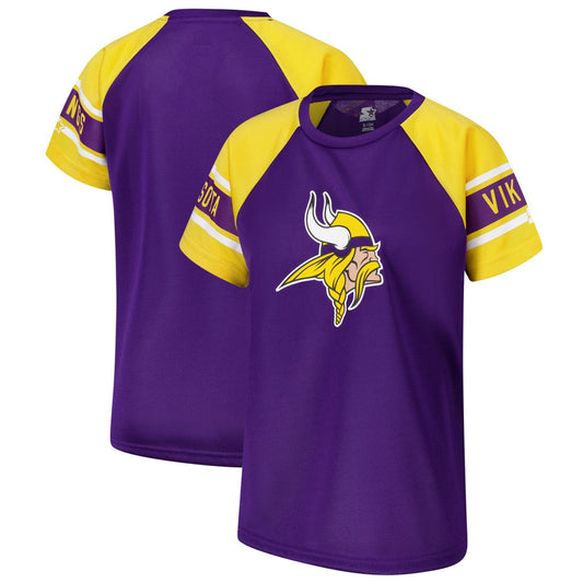 Minnesota Vikings Starter Women's 1st Rounder Color Block Raglan Top - Purple sale