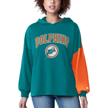 Miami Dolphins Starter Women's Power Move Long Sleeve Pullover Hoodie - Aqua cheap