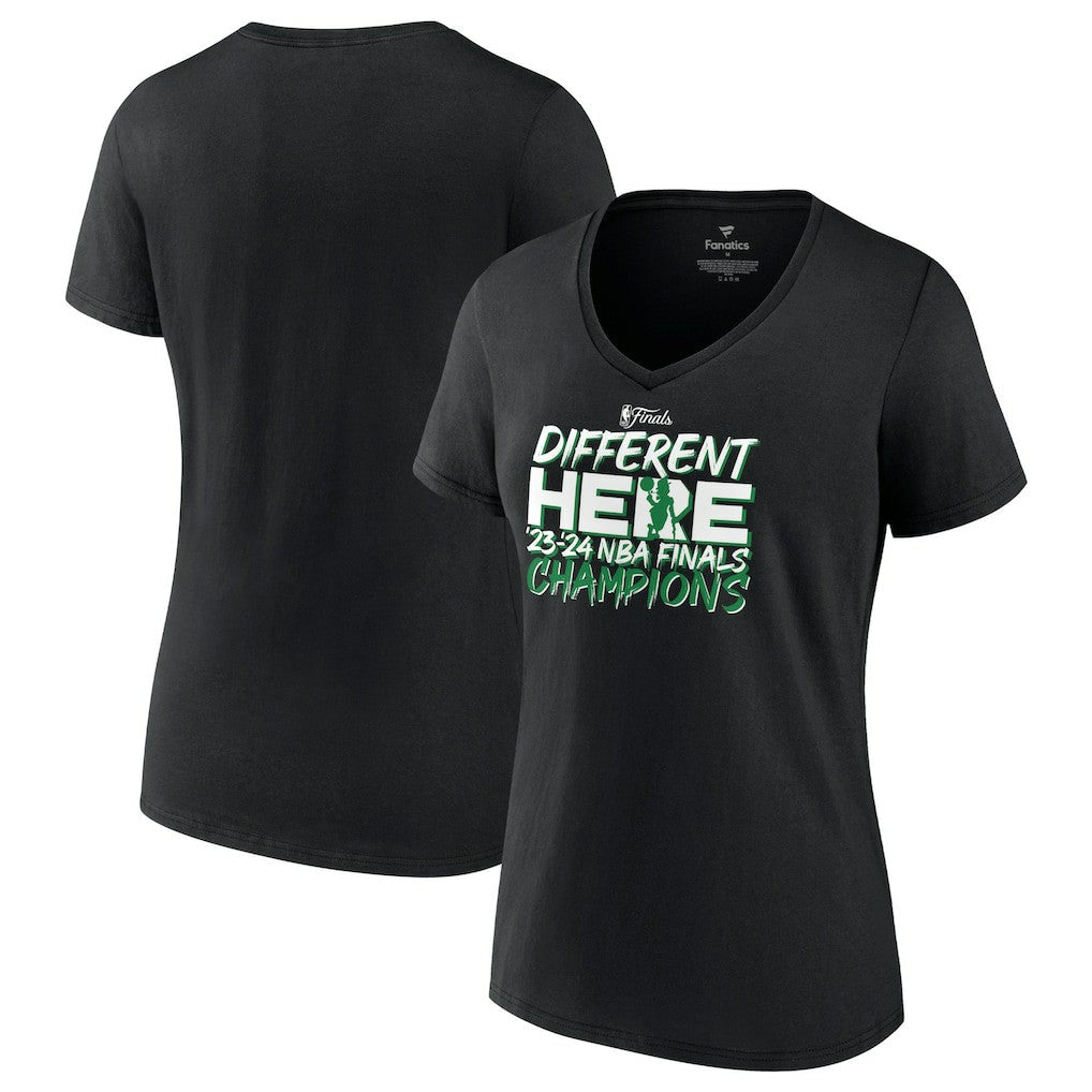 Boston Celtics Women's 2024 NBA Finals Champions Pump Fake Hometown Originals V-Neck T-Shirt - Black | Fanatics shop