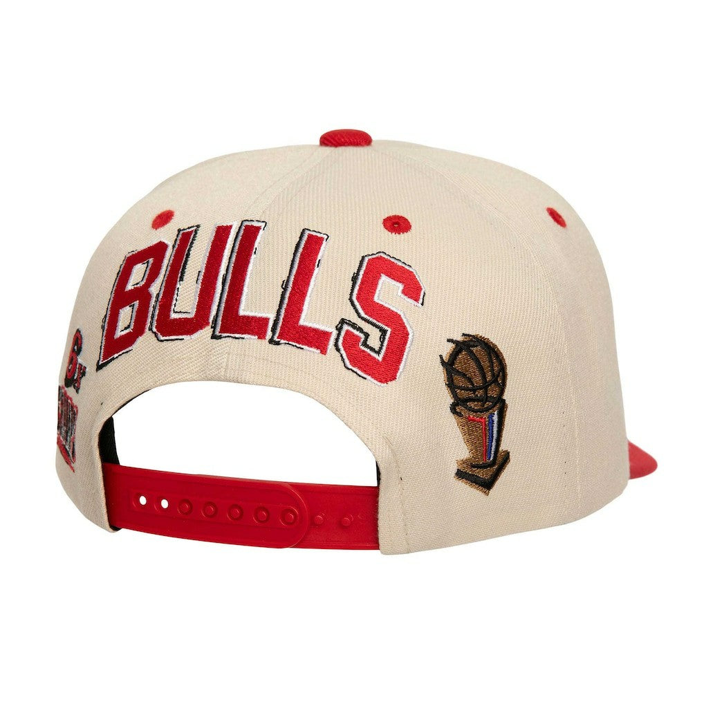 Chicago Bulls 6x NBA Champions Soul Legacy Defined Snapback Hat - Cream/Red | Mitchell & Ness discount