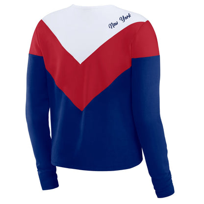 New York Giants WEAR by Erin Andrews Women's Chevron Tri-Blend Long Sleeve T-Shirt - Royal/Red sale