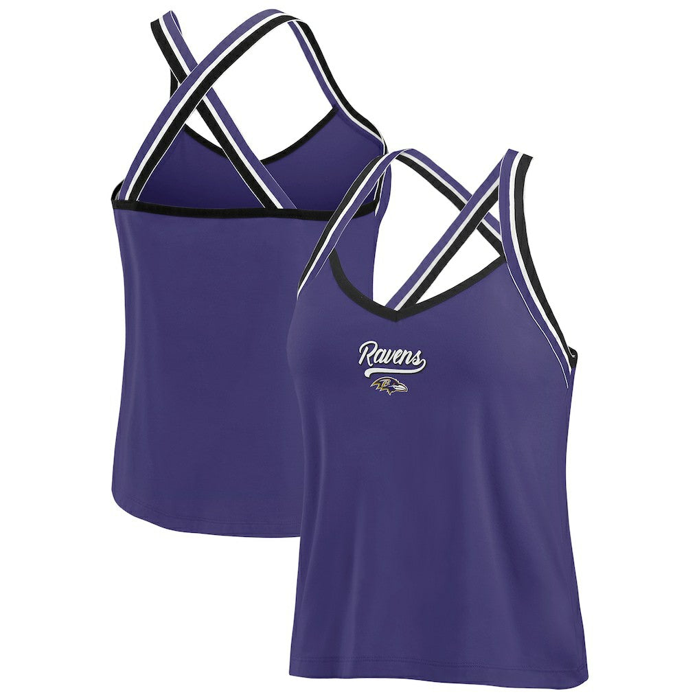 Baltimore Ravens WEAR by Erin Andrews Women's Cross Strap Tri-Blend Tank Top - Purple outlet