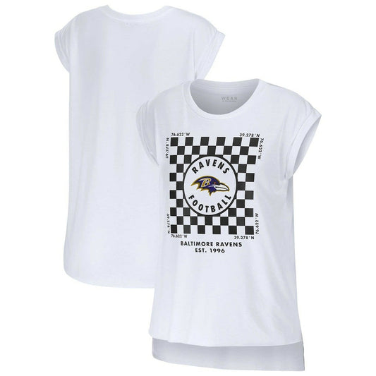 Baltimore Ravens WEAR by Erin Andrews Women's Checker Muscle Tank Top - White sale