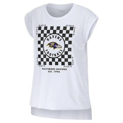 Baltimore Ravens WEAR by Erin Andrews Women's Checker Muscle Tank Top - White sale