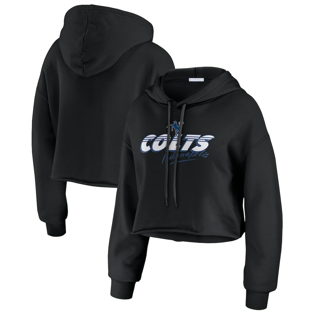 Indianapolis Colts WEAR by Erin Andrews Women's Prime Cropped Pullover Hoodie - Black outlet