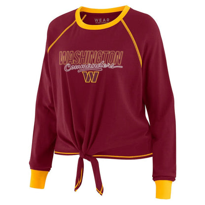 Washington Commanders WEAR by Erin Andrews Women's Tie-Front Long Sleeve T-Shirt - Burgundy online