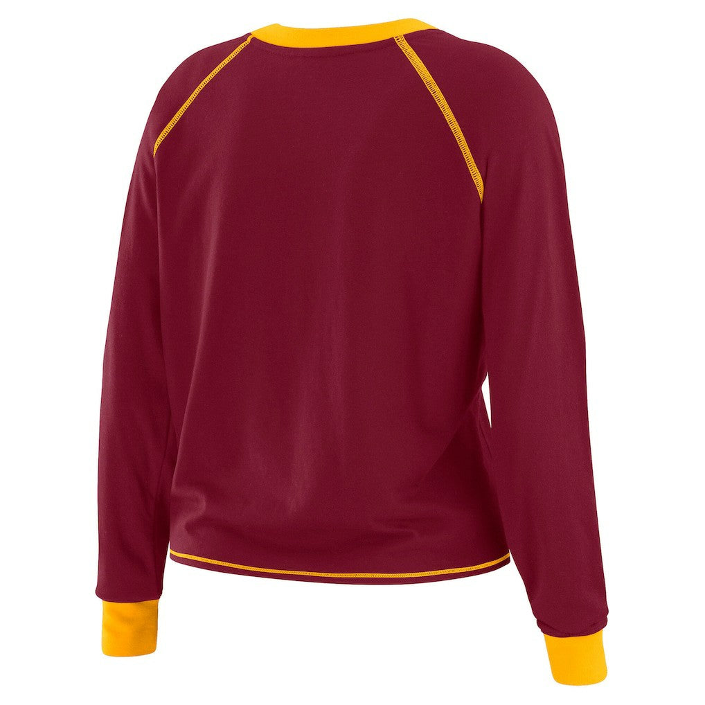 Washington Commanders WEAR by Erin Andrews Women's Tie-Front Long Sleeve T-Shirt - Burgundy online