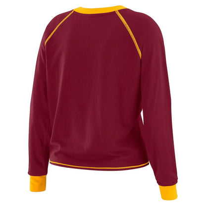Washington Commanders WEAR by Erin Andrews Women's Tie-Front Long Sleeve T-Shirt - Burgundy online