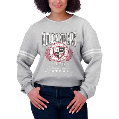 Tampa Bay Buccaneers WEAR by Erin Andrews Women's Cropped Pullover Sweatshirt - Heather Gray cheap
