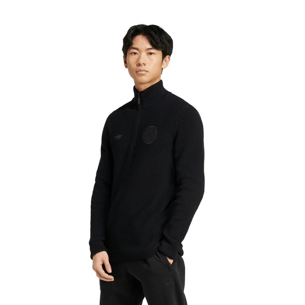 Germany National Team Originals 125th Anniversary Culturewear Half-Zip Rib-Knit Top - Black | Adidas on sale