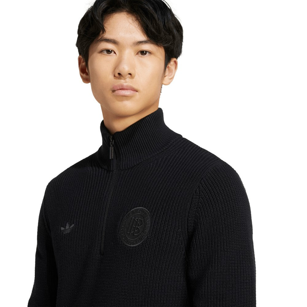 Germany National Team Originals 125th Anniversary Culturewear Half-Zip Rib-Knit Top - Black | Adidas on sale