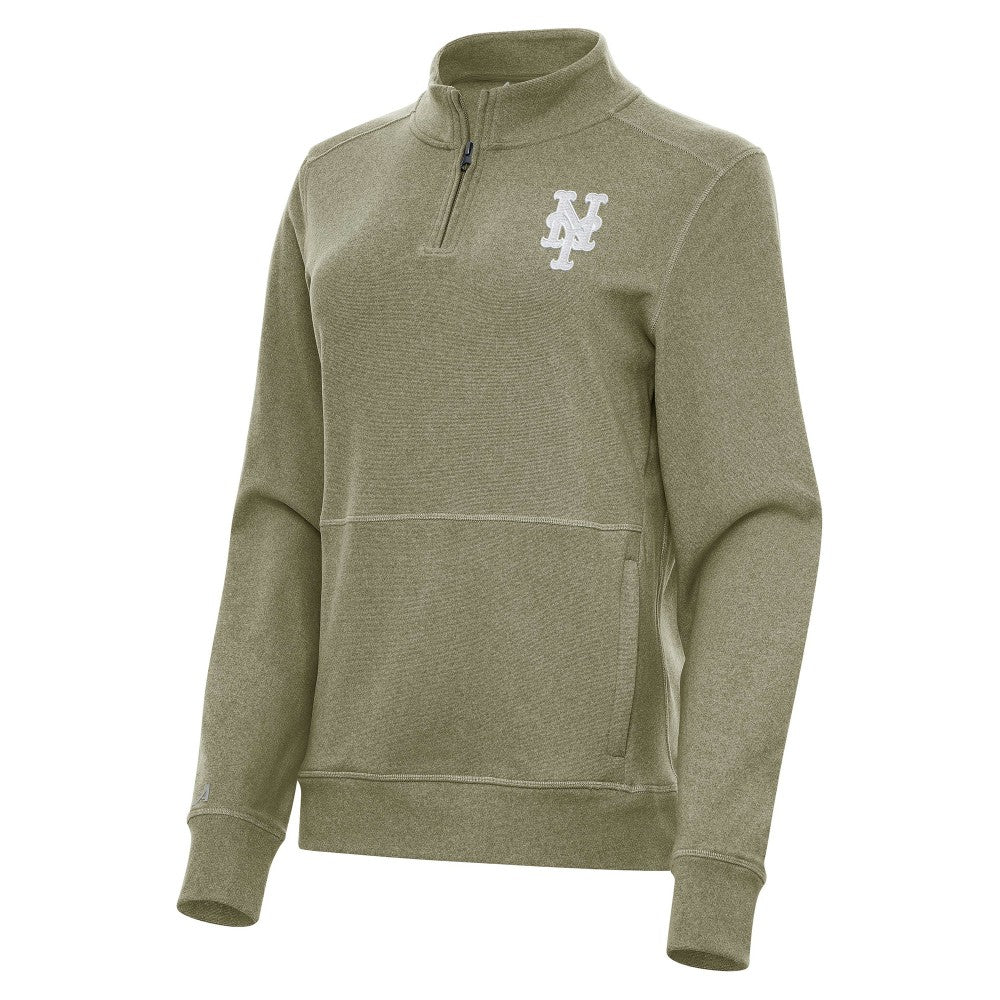 New York Mets Antigua Women's Crush Quarter-Zip Jacket - Olive