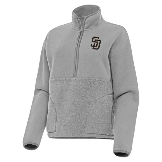 San Diego Padres Antigua Women's Figure Half-Zip Sweatshirt - Gray