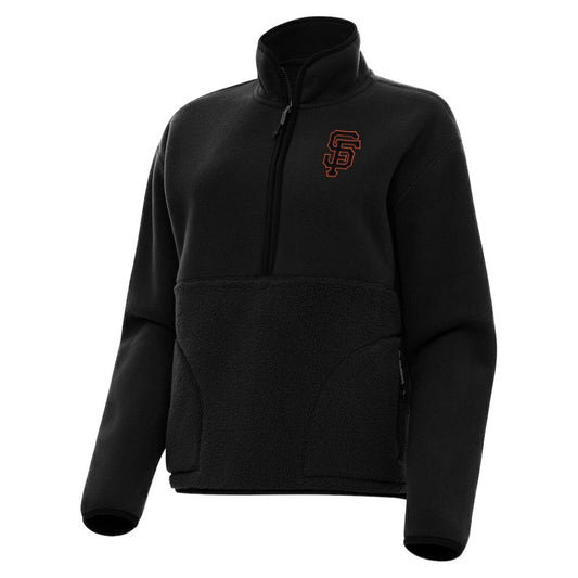San Francisco Giants Antigua Women's Figure Half-Zip Sweatshirt - Black
