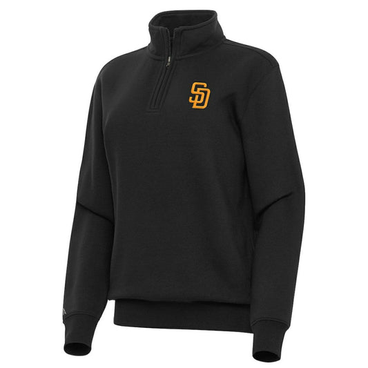 San Diego Padres Antigua Women's Victory Quarter-Zip Sweatshirt - Black