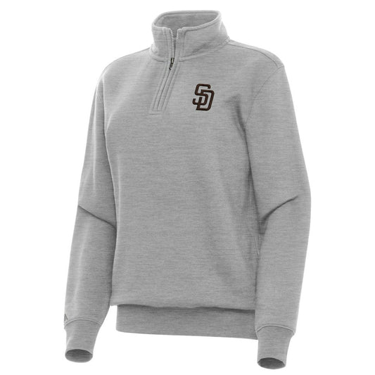 San Diego Padres Antigua Women's Victory Quarter-Zip Sweatshirt - Heather Gray