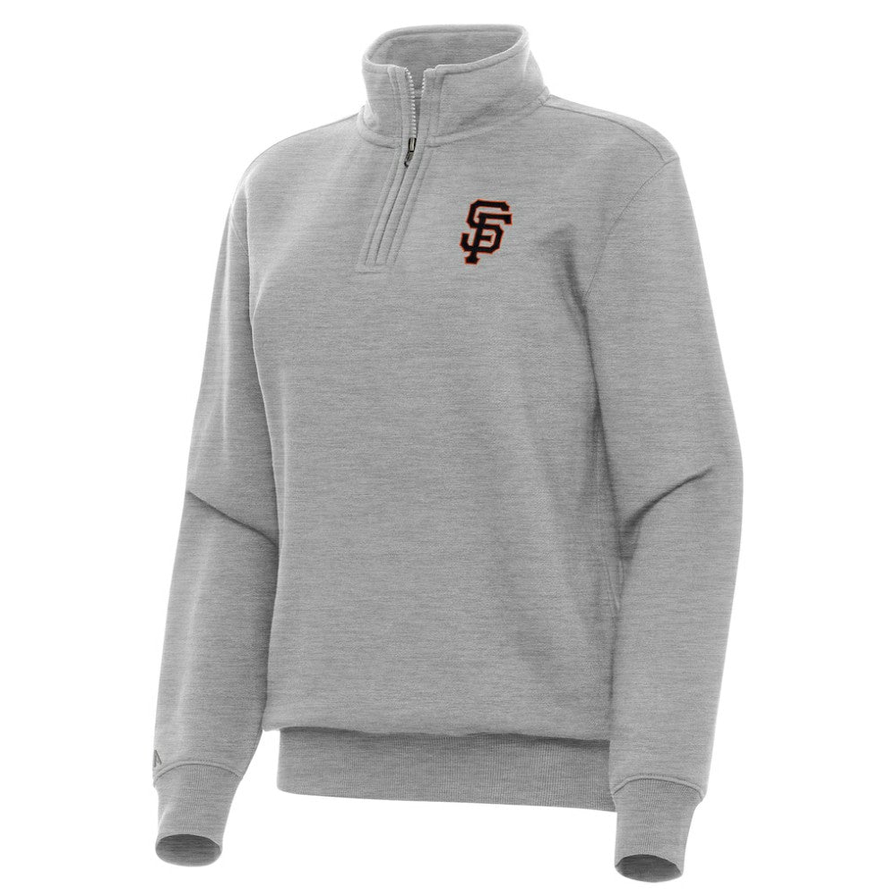 San Francisco Giants Antigua Women's Victory Quarter-Zip Sweatshirt - Heather Gray