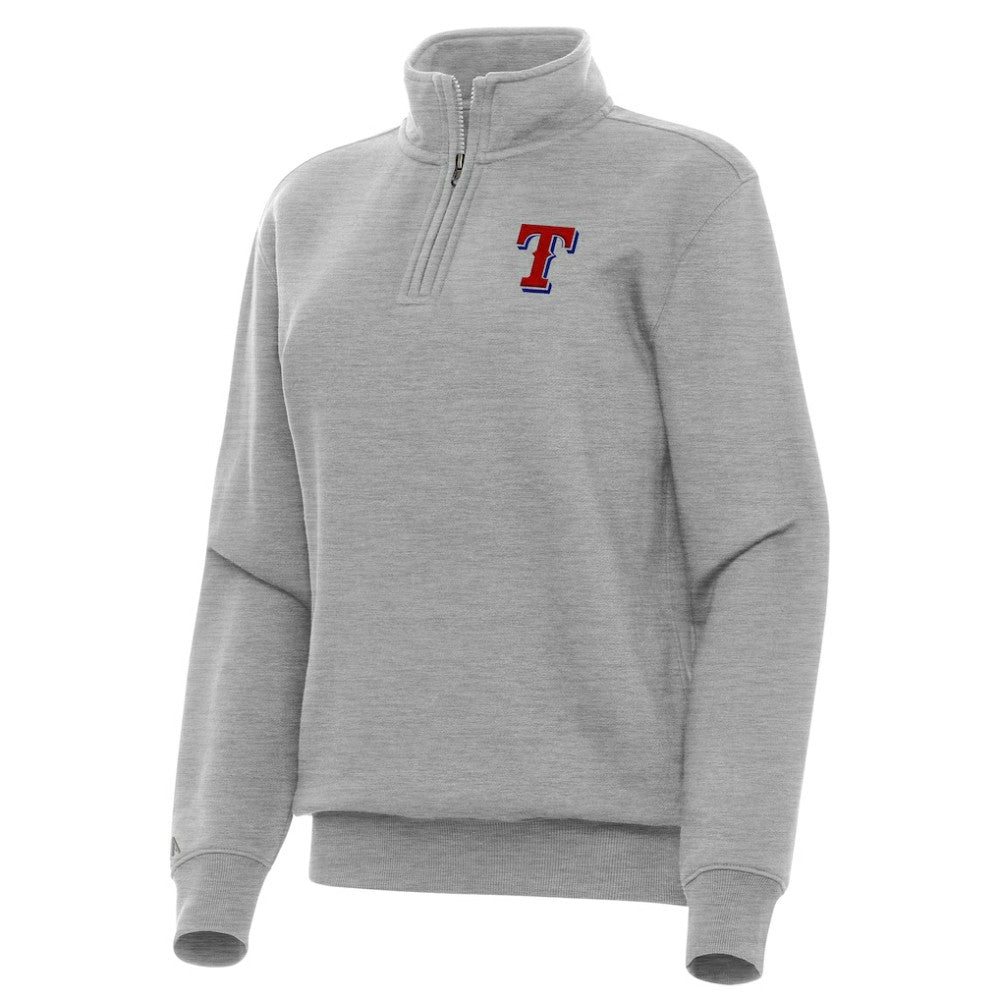 Texas Rangers Antigua Women's Victory Quarter-Zip Sweatshirt - Heather Gray