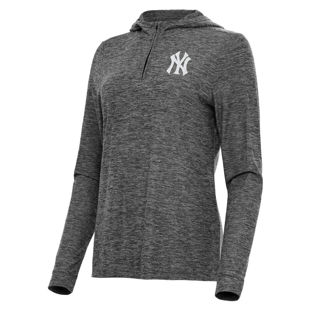 New York Yankees Antigua Women's Daybreak Quarter-Zip Hoodie - Heather Black