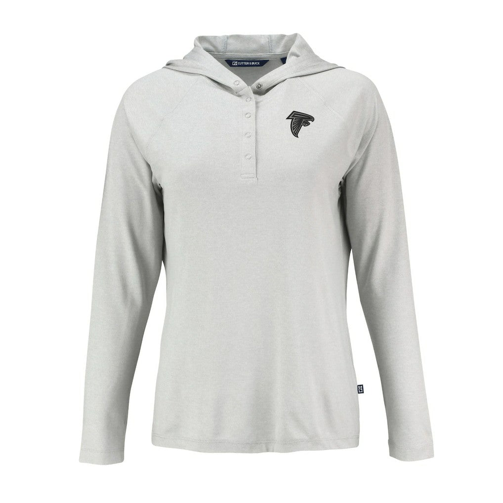 Atlanta Falcons Cutter & Buck Women's Coastline Epic Comfort Eco Recycled Long Sleeve Hoodie T-Shirt - Gray outlet