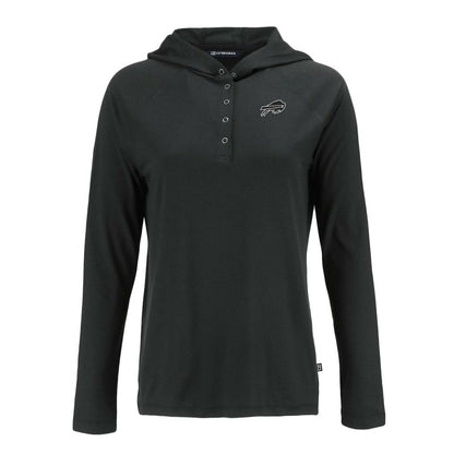 Buffalo Bills Cutter & Buck Women's Coastline Epic Comfort Eco Recycled Long Sleeve Hoodie T-Shirt - Black for sale