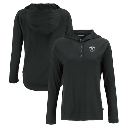 Chicago Bears Cutter & Buck Women's Coastline Epic Comfort Eco Recycled Long Sleeve Hoodie T-Shirt - Black discount