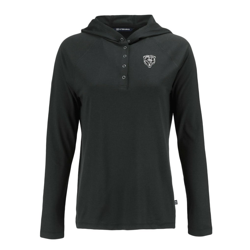 Chicago Bears Cutter & Buck Women's Coastline Epic Comfort Eco Recycled Long Sleeve Hoodie T-Shirt - Black discount