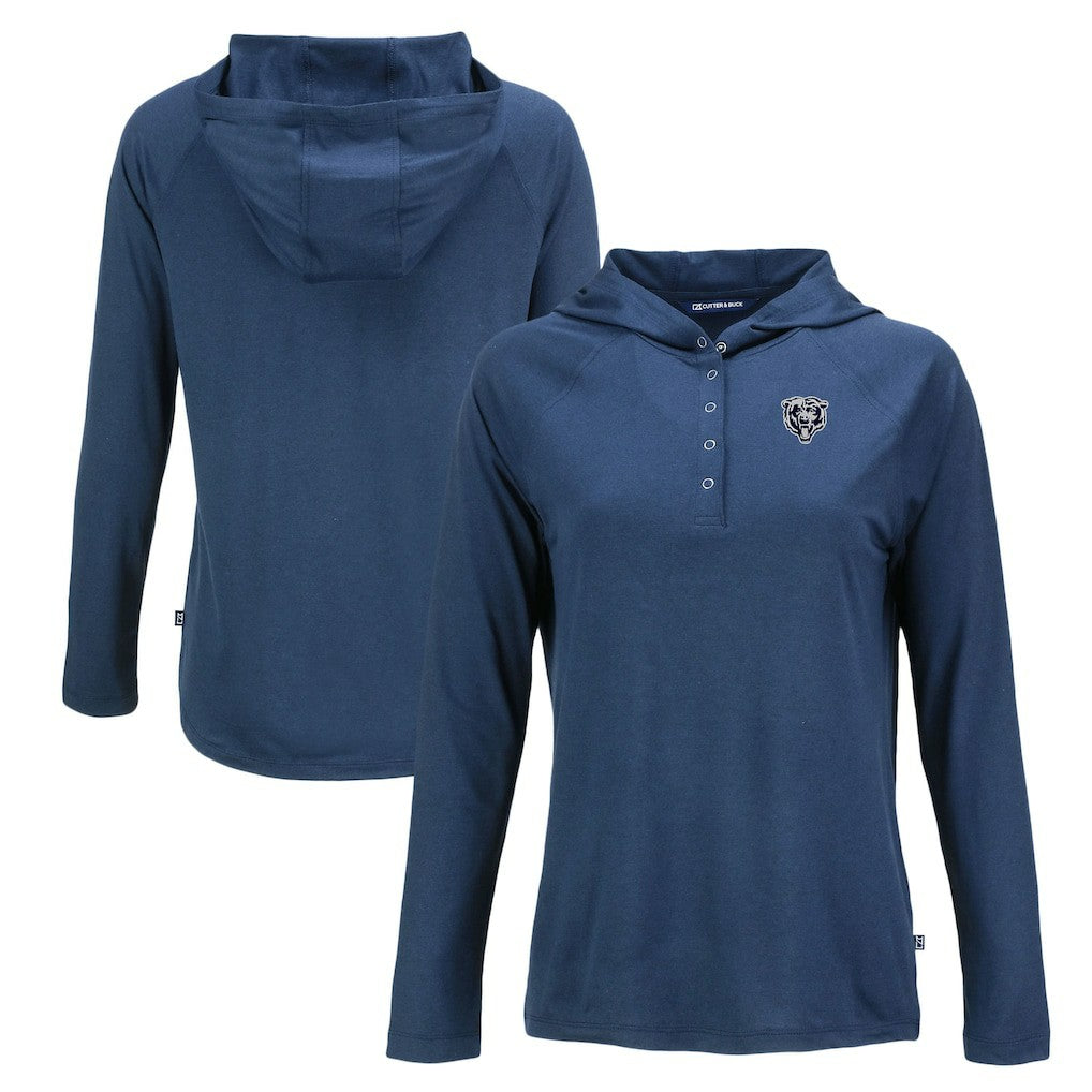 Chicago Bears Cutter & Buck Women's Coastline Epic Comfort Eco Recycled Long Sleeve Hoodie T-Shirt - Navy outlet