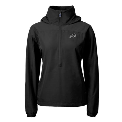 Buffalo Bills Cutter & Buck Women's Charter Eco Recycled Half-Zip Hoodie Anorak Jacket - Black for sale